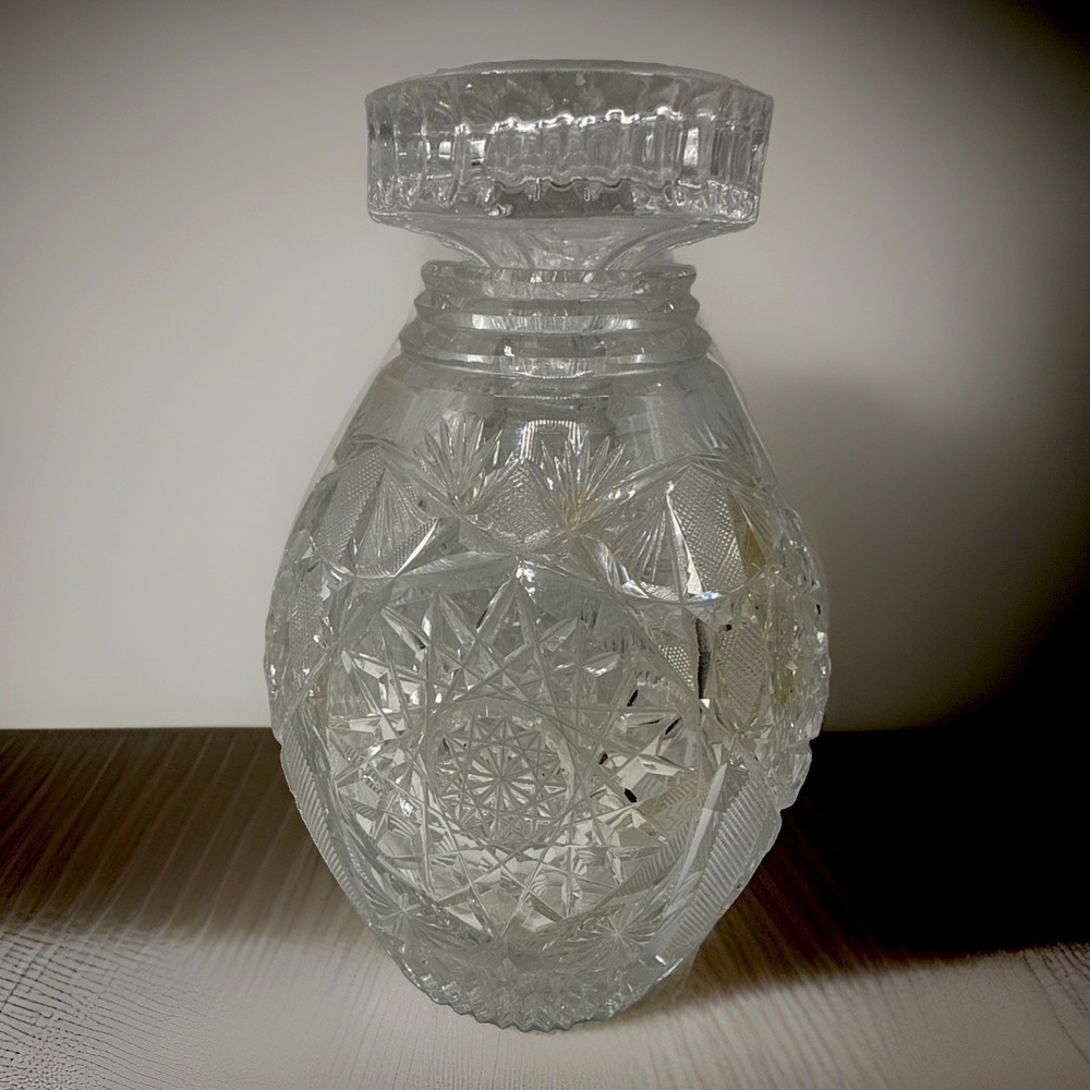 Vintage American Brilliant Period (ABP) Cut Crystal Decanter Bar Decor